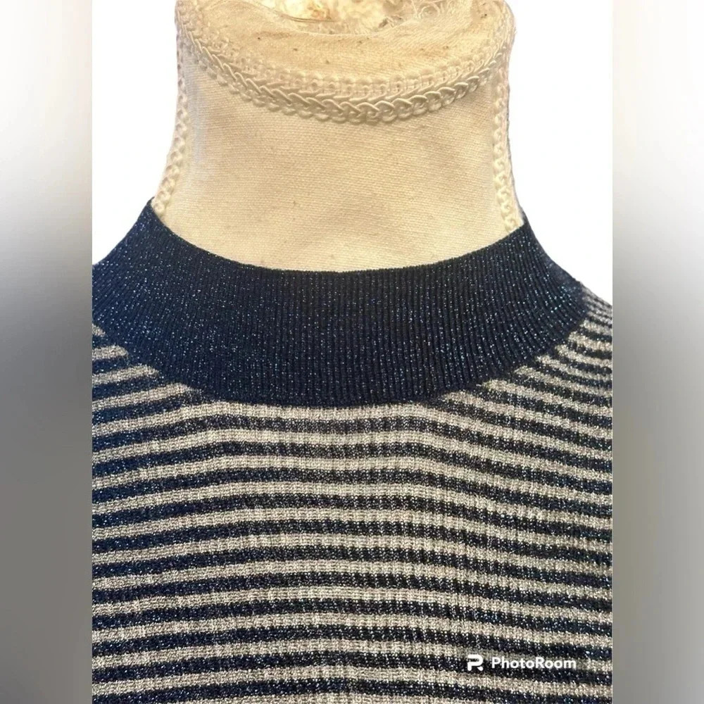 NWT RAG & BONE Raina Denim Blue Lurex Striped Sleeveless Top Small - Picture 10 of 11